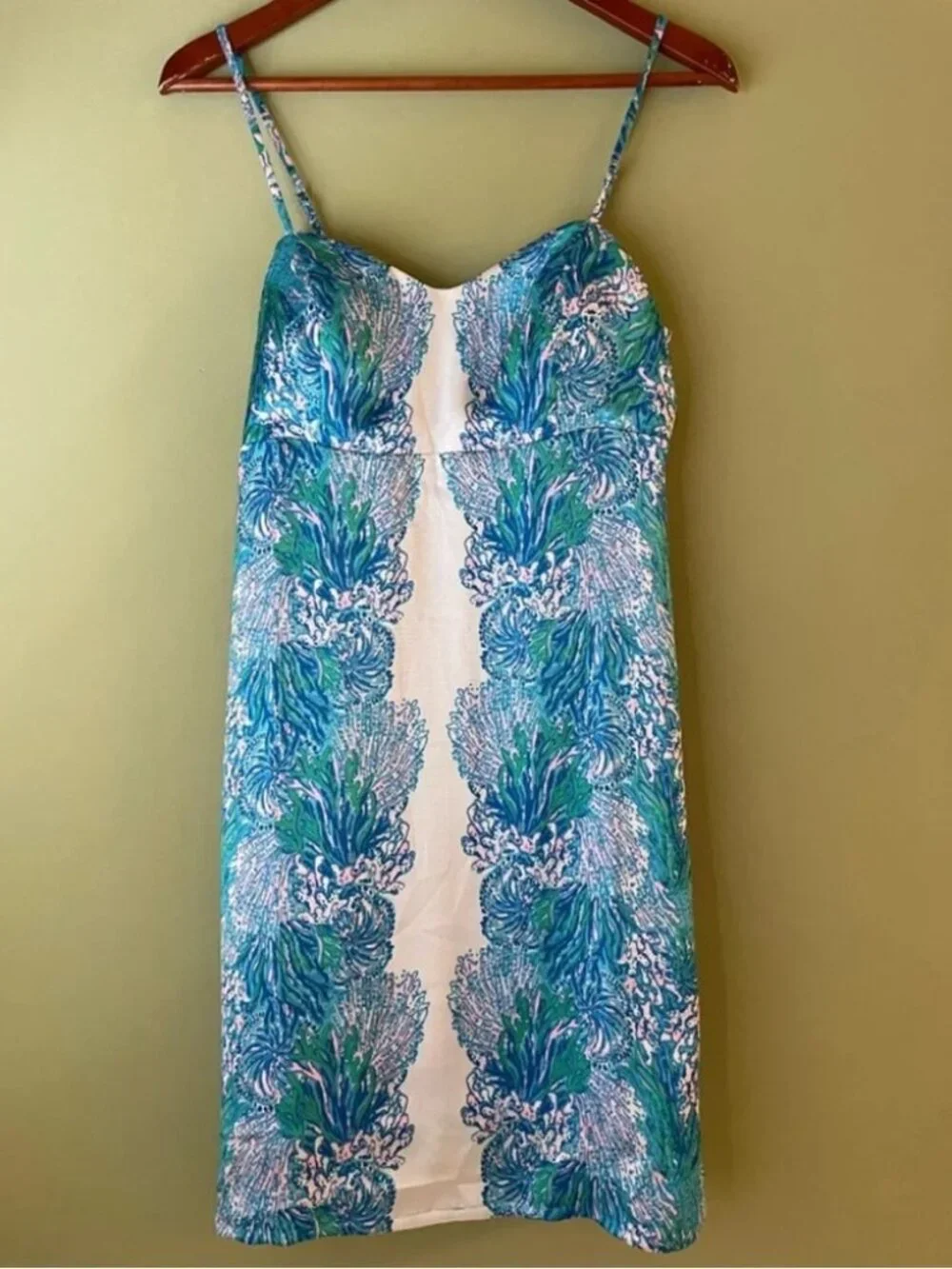 Lilly Pulitzer Gillian Satin Slip Mini Dress Las Olas Aqua blue coral print 6 - Picture 7 of 9